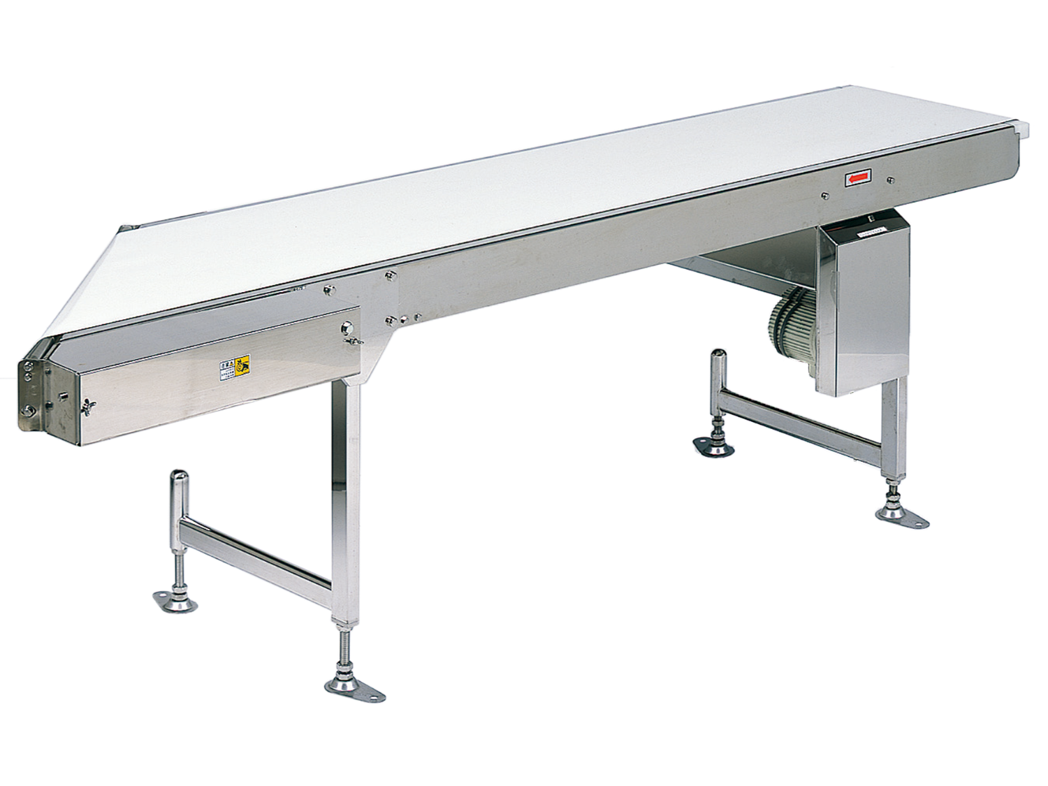 Food conveyor series that conveys food security and safety. Direction-changing conveyance type Belt conveyor with angled tip FBJ-Maruyasu Machine Co., Ltd.