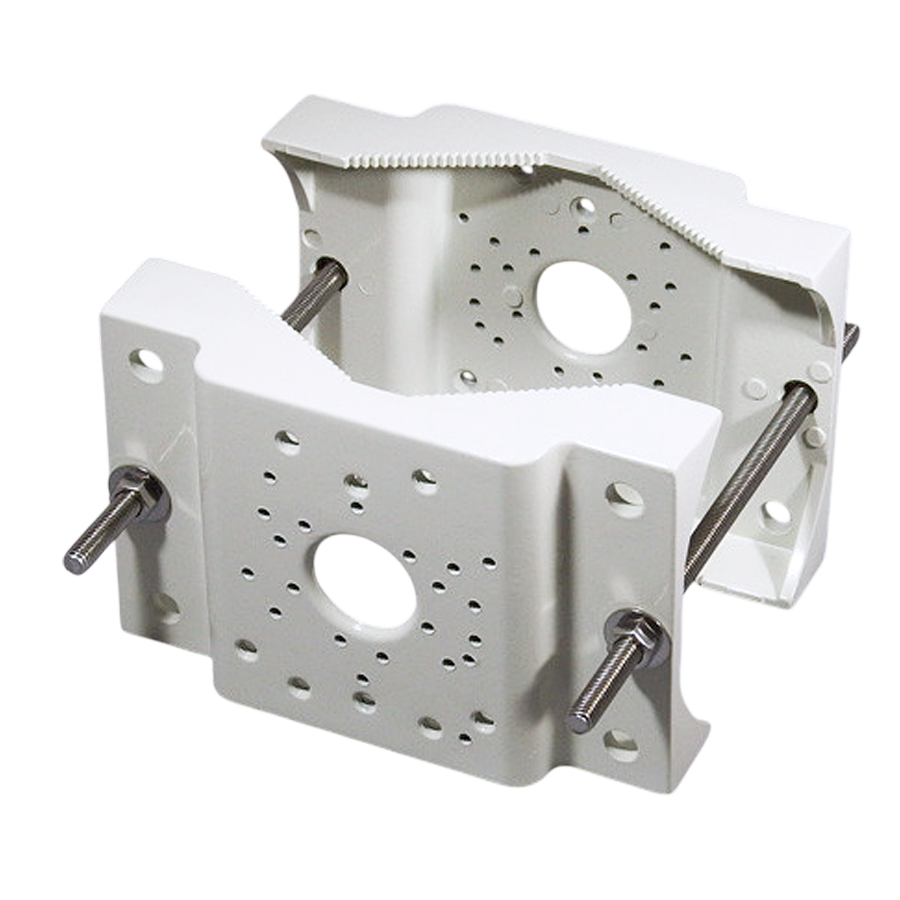 屋外用ブラケット ポール取付金具 特注万能29穴 (屋外対応・挟込：直径65～130mm用) CT-B009-R-セキュテック株式会社